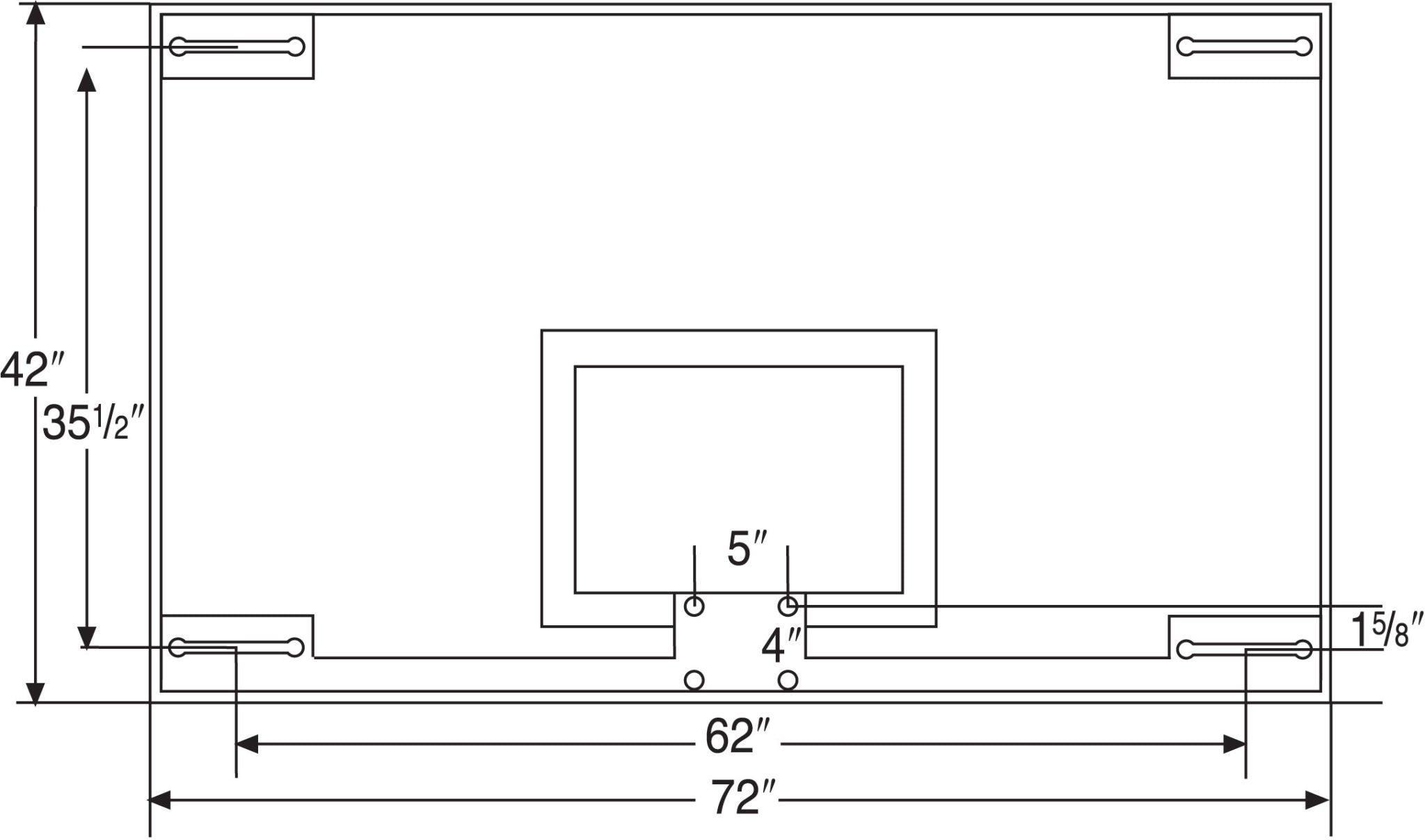 BA42XL BASKETBALL GLASS BACKBOARD TABLERO 42' X 72" 120011