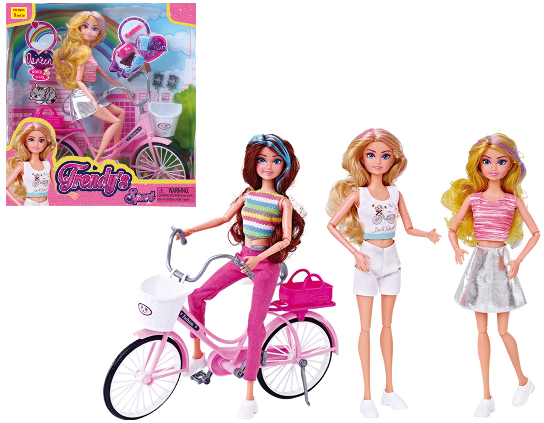 TRENDY DOLL WITH BIKE PLAY SET ITEM # BY118W
