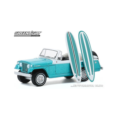 JEEP JEEPSTER 1968 CON TABLAS DE SURF TURQUESA - SERIE 9 DE THE HOBBY SHOP 