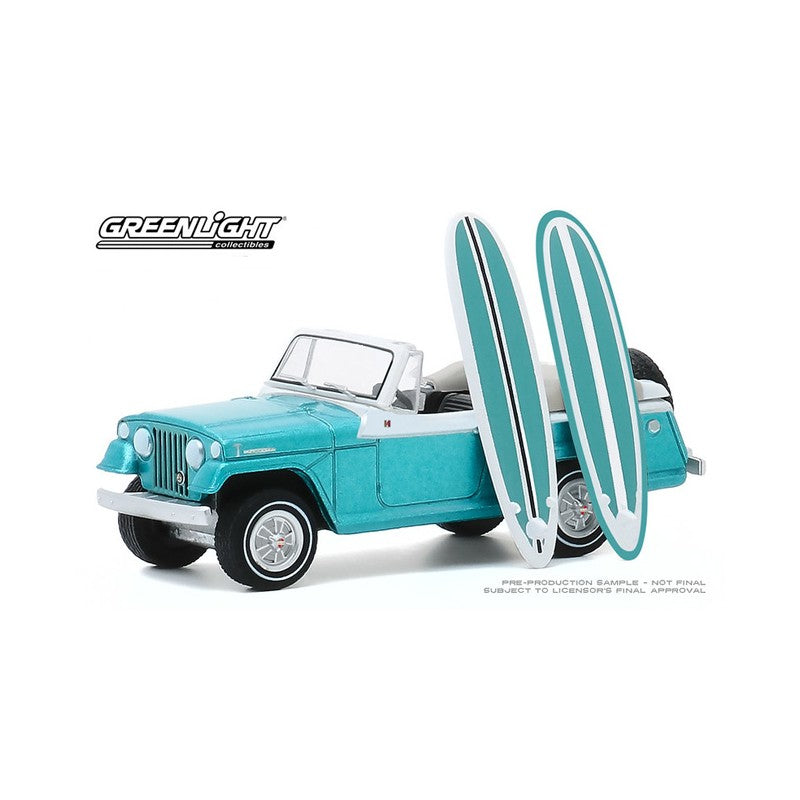 1/64 1968 JEEP JEEPSTER WITH SURFBOARDS TURQUOISE - THE HOBBY SHOP SERIES 9