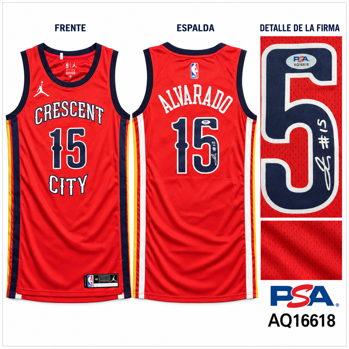 JOSE ALVARADO SIGNED JERSEY - NEW ORLEANS PELICANS PSA AUTHENTICATED
