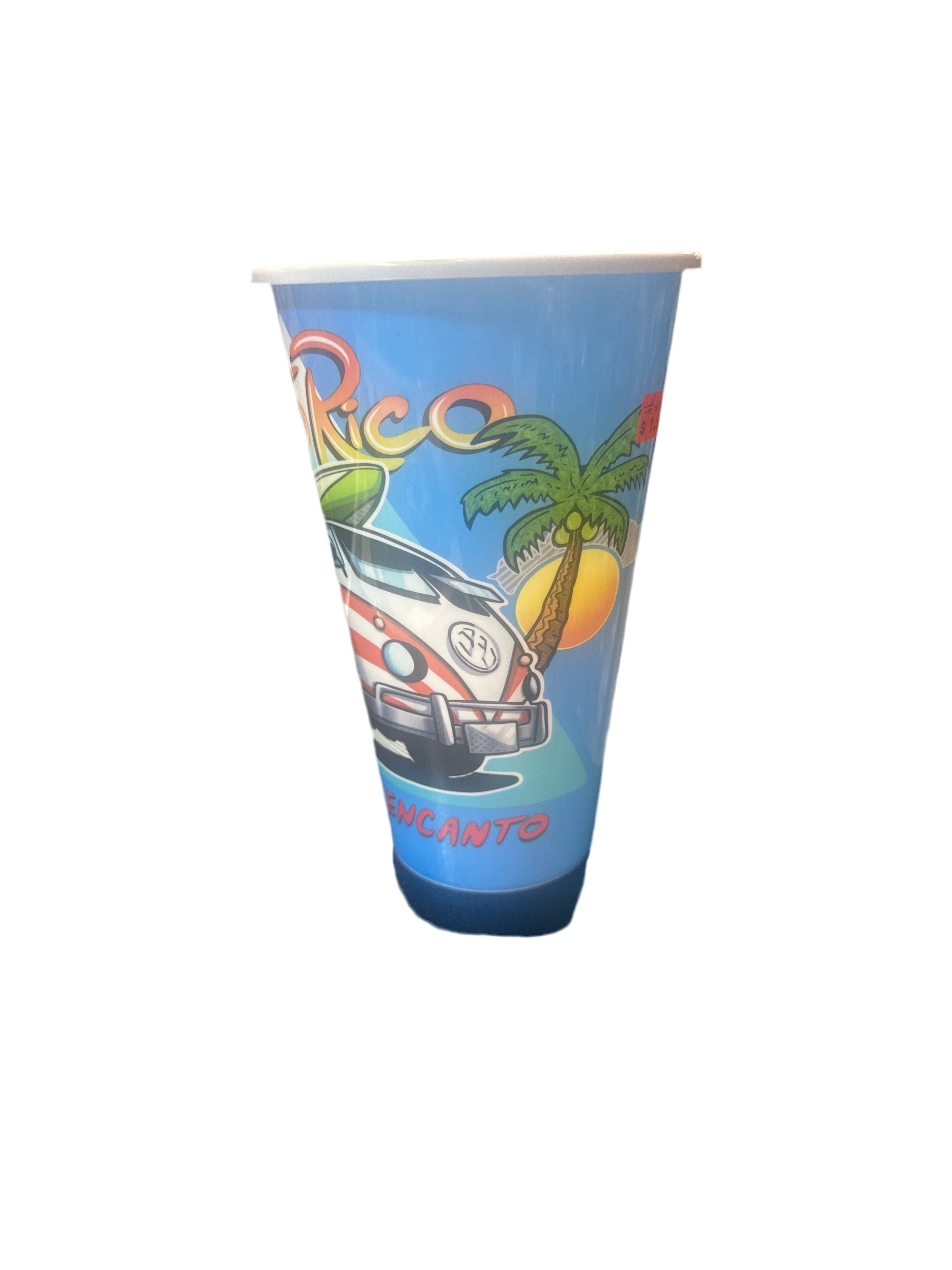 PUERTO RICO PLASTIC CUP WITH VOLKSWAGEN VAN DESIGN - VASO PLASTICO DE PUERTO RICO CON DISEÑO DE VAN VOLKY