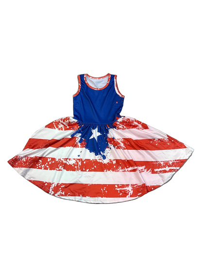 PUERTO RICO KIDS FLAG DRESS - TRAJE CON BANDERA DE PUERTO RICO PARA NIÑAS