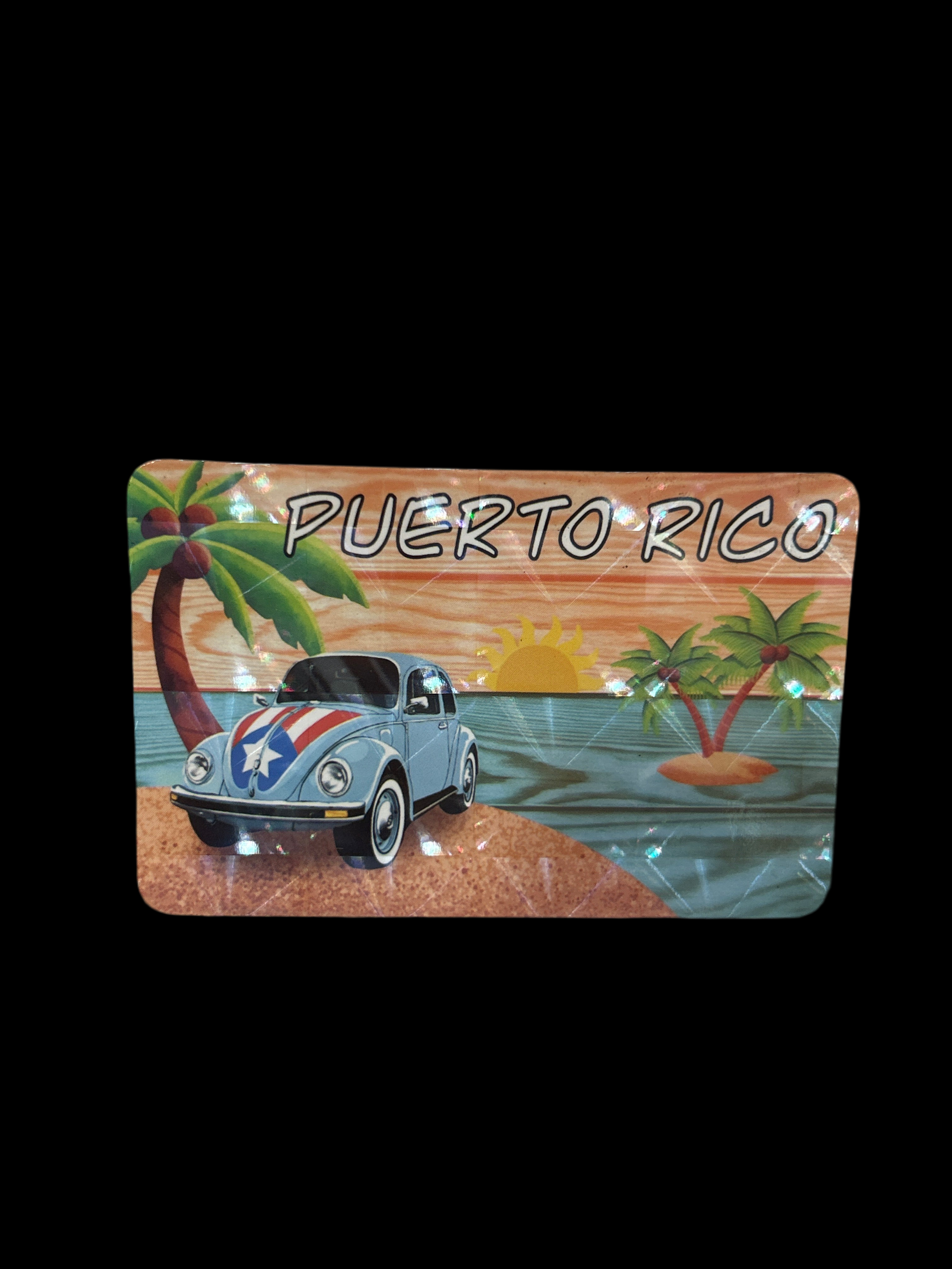 PUERTO RICO BEACH W/ VOLKSWAGEN BEETLE MAGNET - MAGNETO DENPUERTO RICO CON VOLKSWAGEN BEETLE Y PLAYA