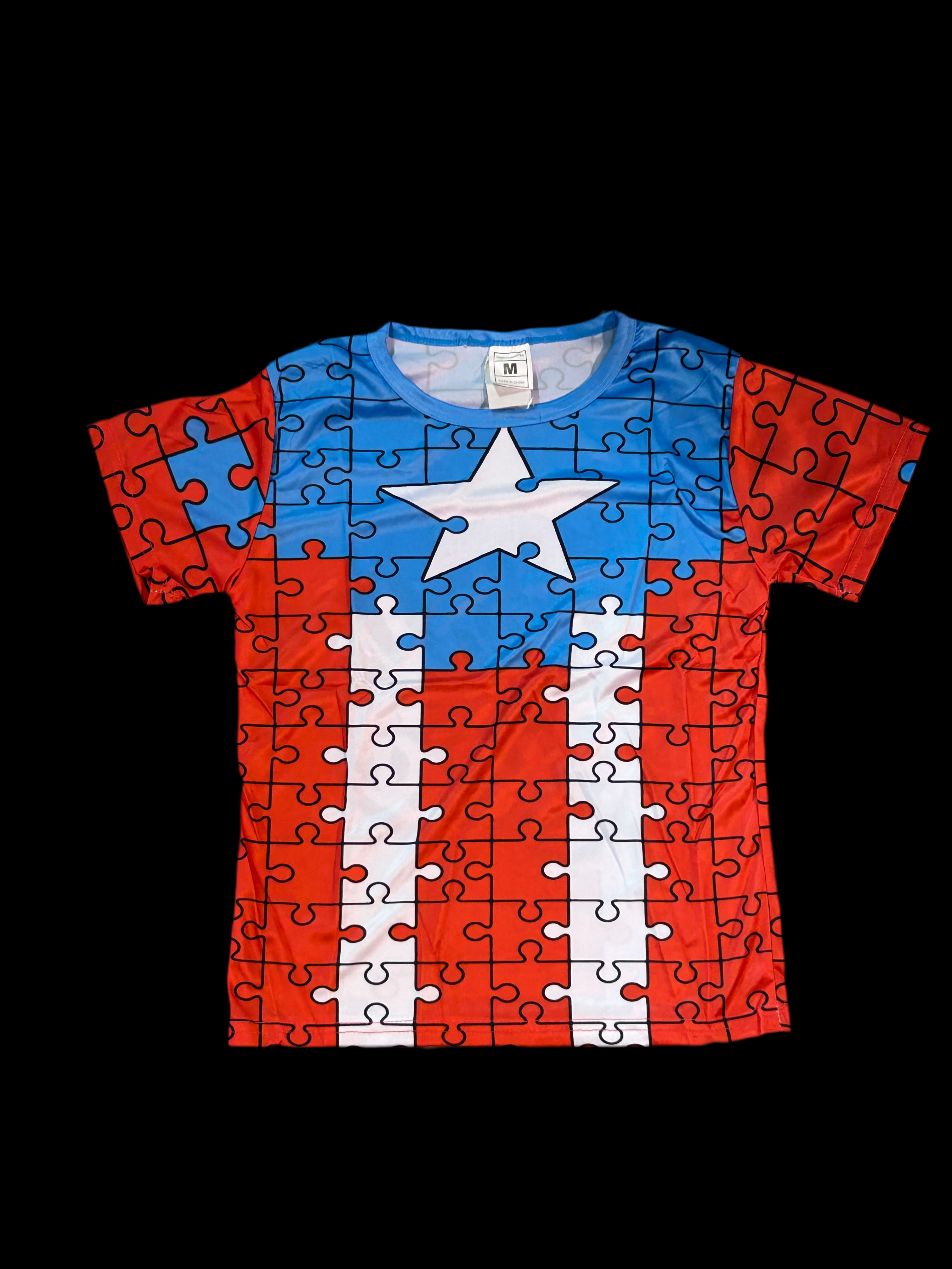PUERTO RICO PUZZLE FLAG KID DRI FIT TSHIRT / CAMISA DE NIÑO ROMPECABEZAS CON BANDERA DE PUERTO RICO