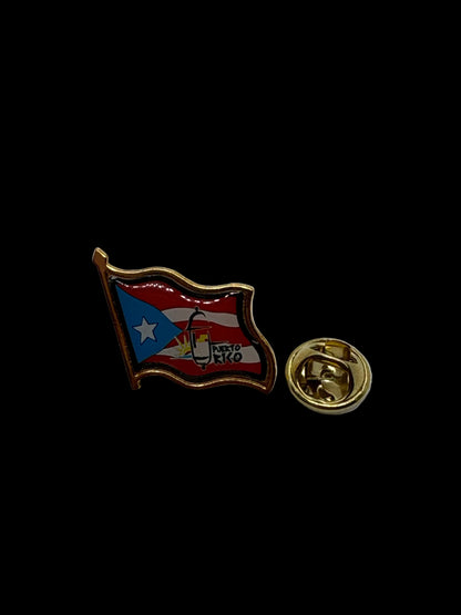PIN BANDERA & GARITA DE PUERTO RICO ONDEADA