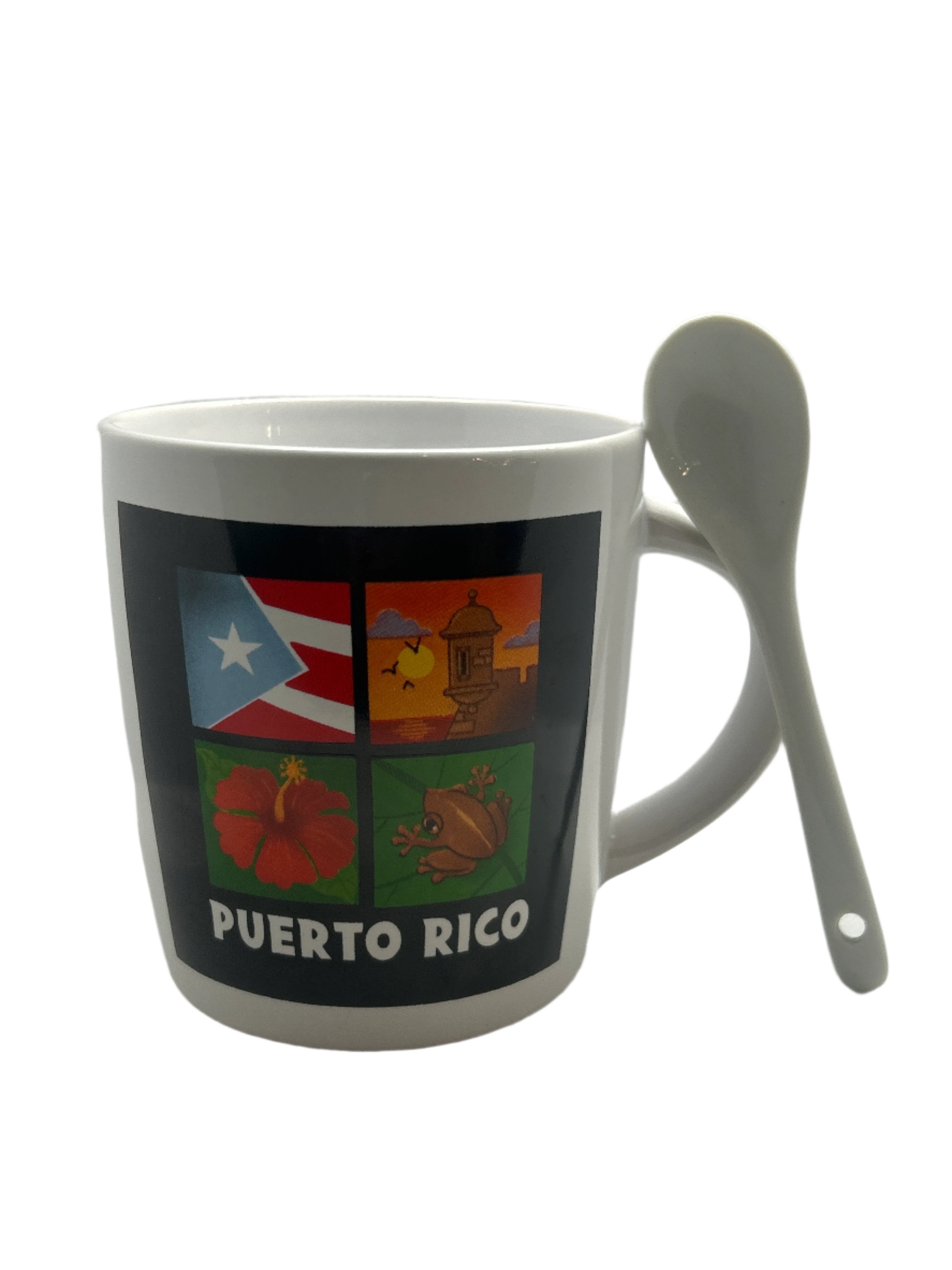 TAZA CON CUCHARA MOSAICO DE PUERTO RICO