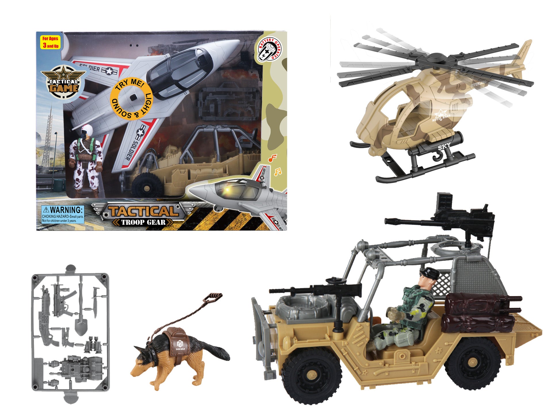 MILITARY PLAY SET WITH LIGHTS & SOUND (BATTERY OPERATED) ITEM # CF-2AB