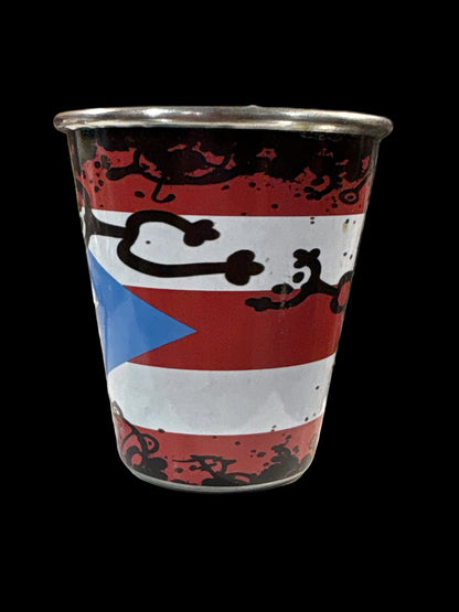 SHOT GLASS PUERTO RICO METAL - BANDERA & SÍMBOLOS TAÍNOS