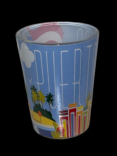 VASO DE CHUPITO DE 3" CON LAS CASAS DEL VIEJO SAN JUAN DE PUERTO RICO