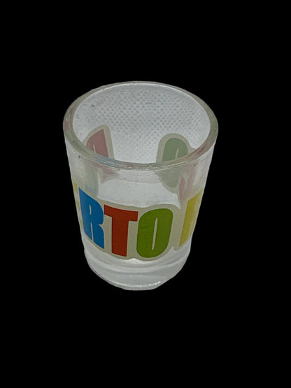 CLEAR MINI SHOT GLASS PUERTO RICO LETTERS