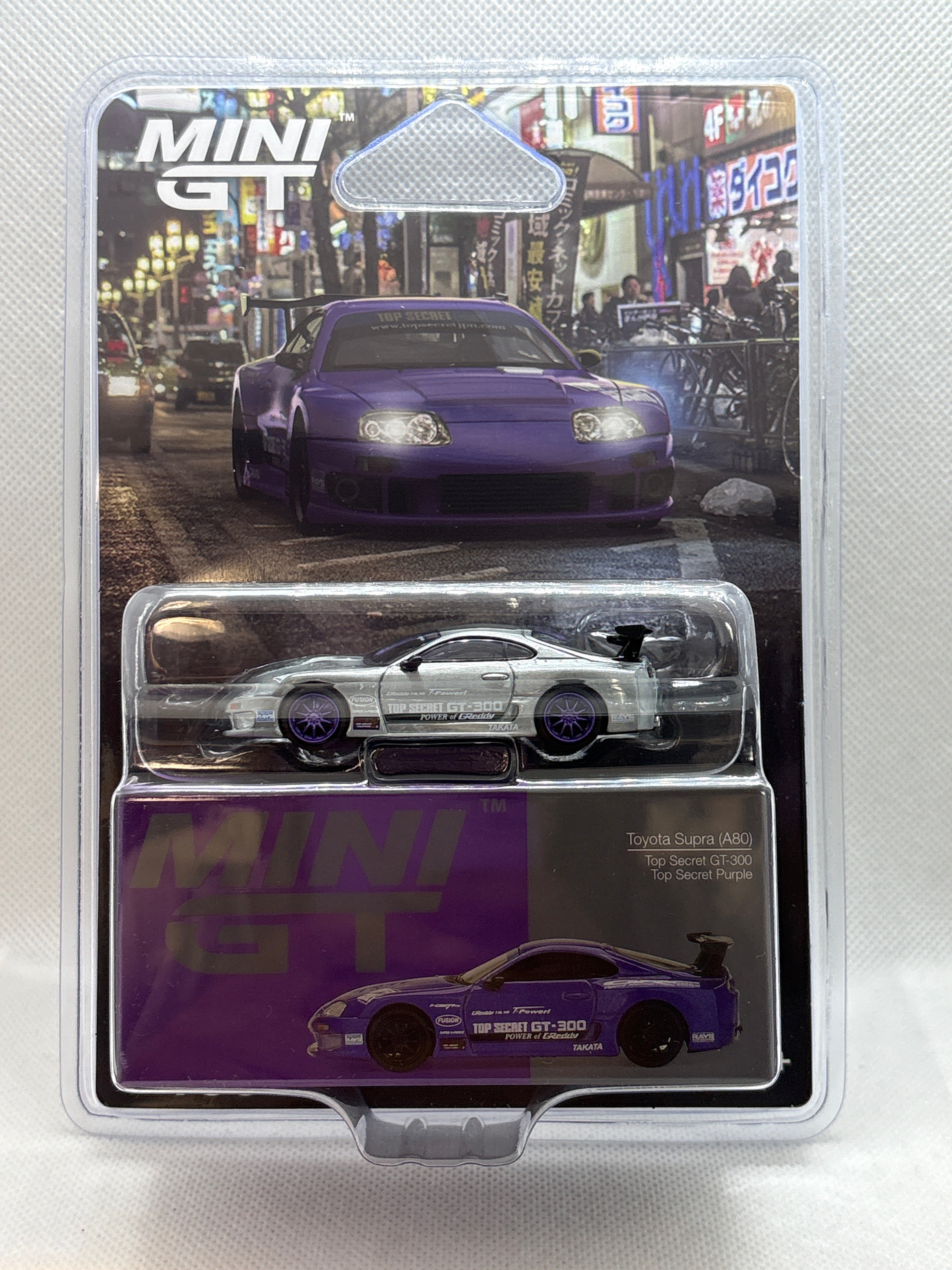 1/64 TOYOTA SUPRA (A80) TOP SECRET GT-300 PURPLE (CHASE “RAW”) - MINI GT