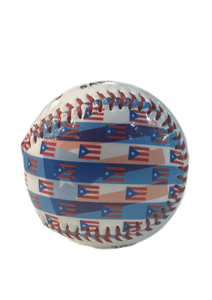 BOLA DE BASEBALL CON BANDERAS DE PUERTO RICO “PUERTO RICO SABE A BASEBALL”