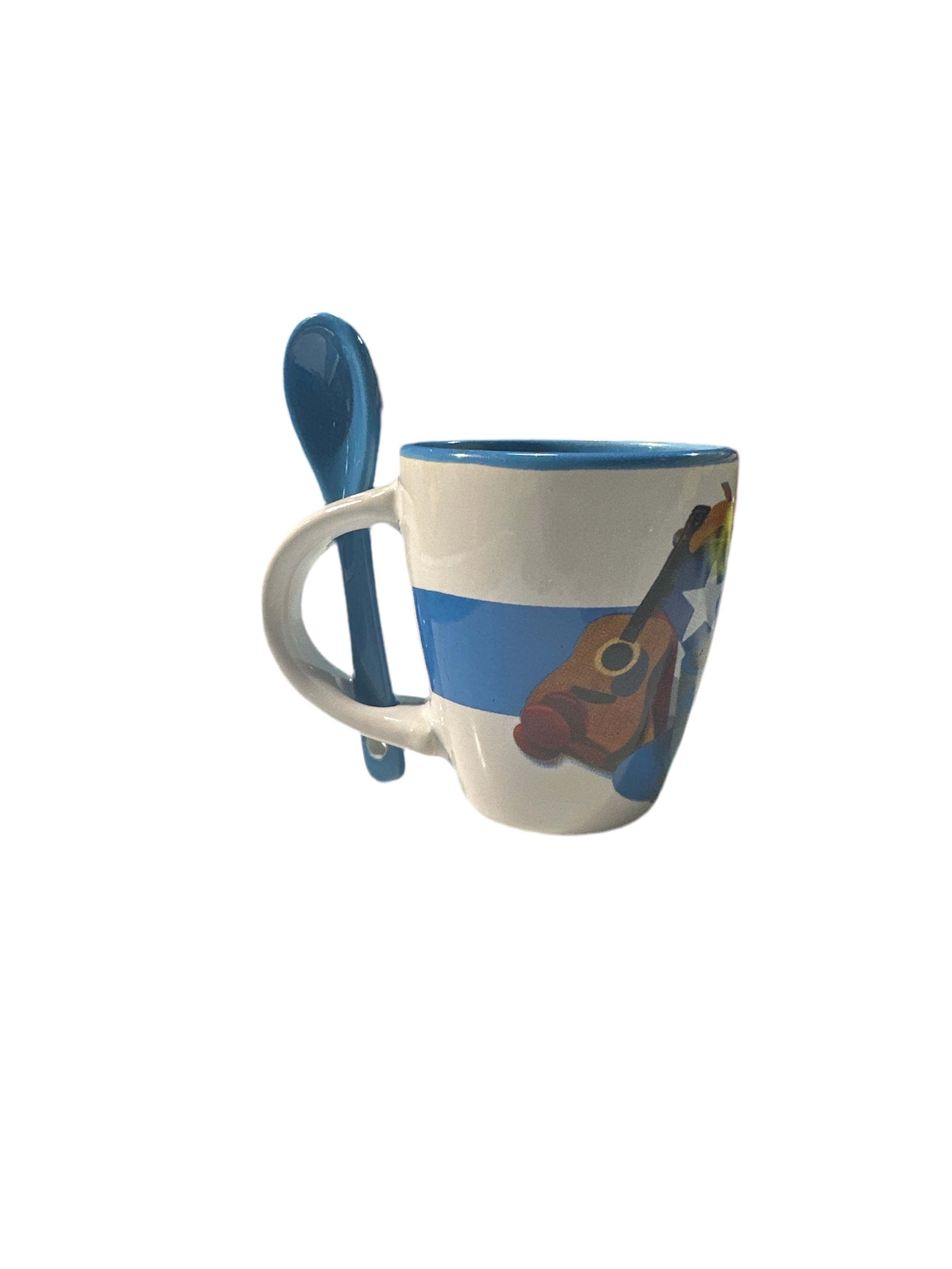 SMALL MUG WITH SPOON MUSIC INSTRUMENTS -   MINI TAZA CON CUCHARA INSTRUMENTOS DE PUERTO RICO