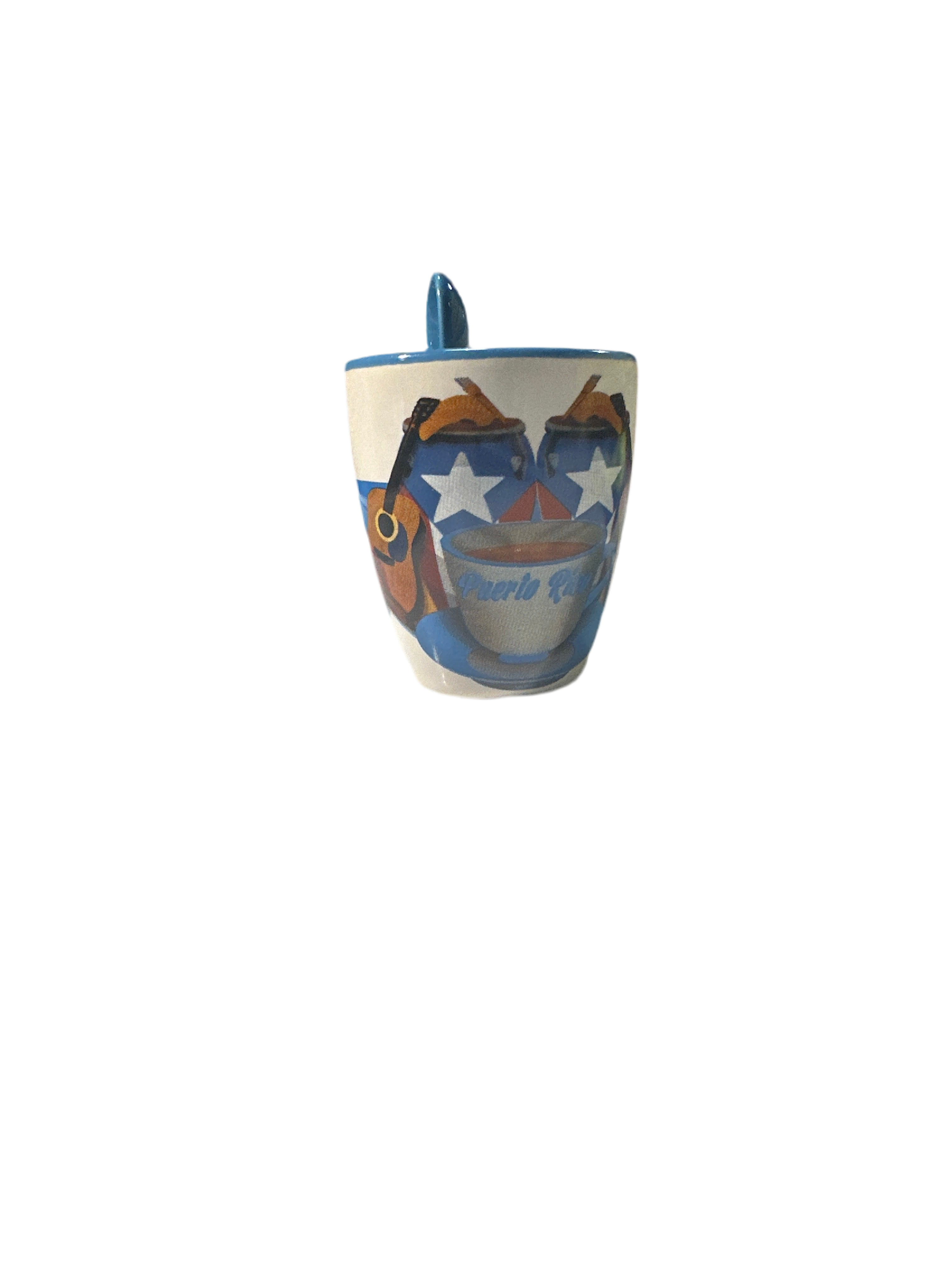 SMALL MUG WITH SPOON MUSIC INSTRUMENTS -   MINI TAZA CON CUCHARA INSTRUMENTOS DE PUERTO RICO