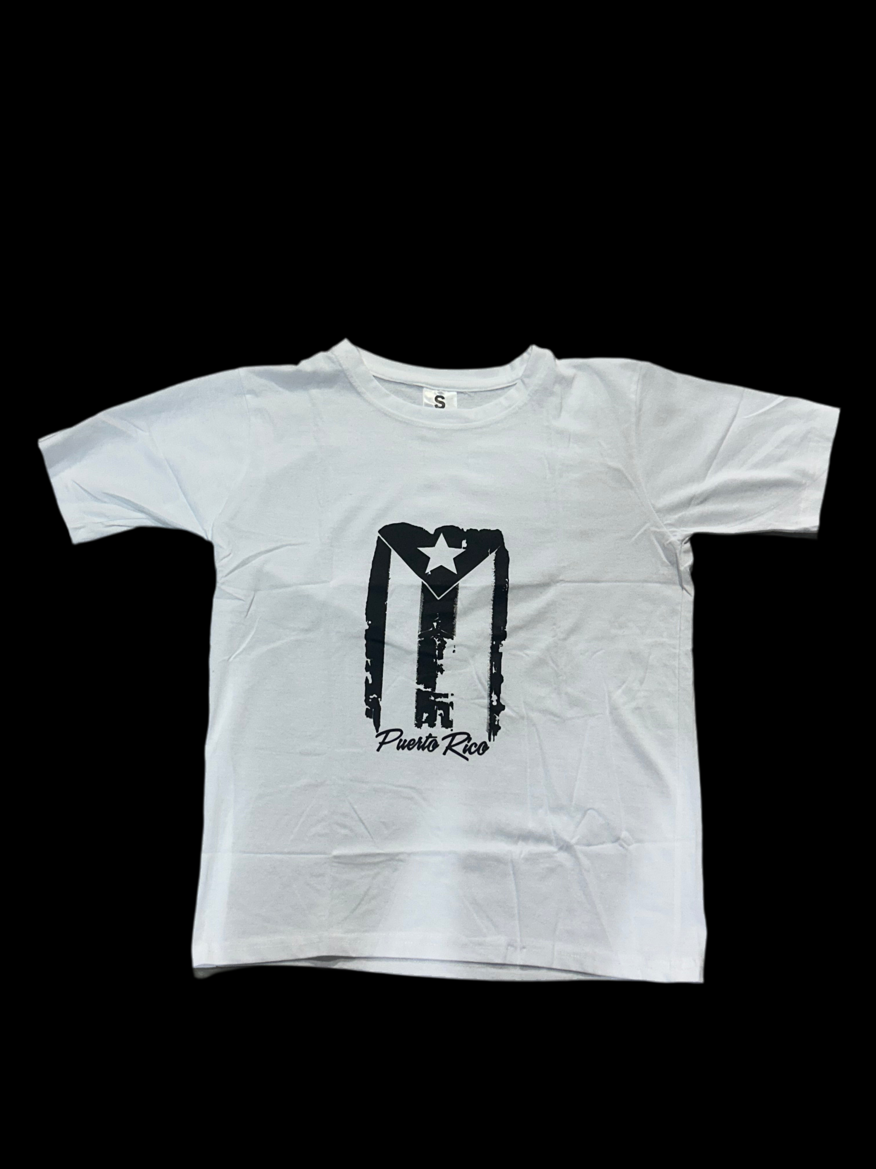 PUERTO RICO BLACK FLAG WHITE TSHIRT
