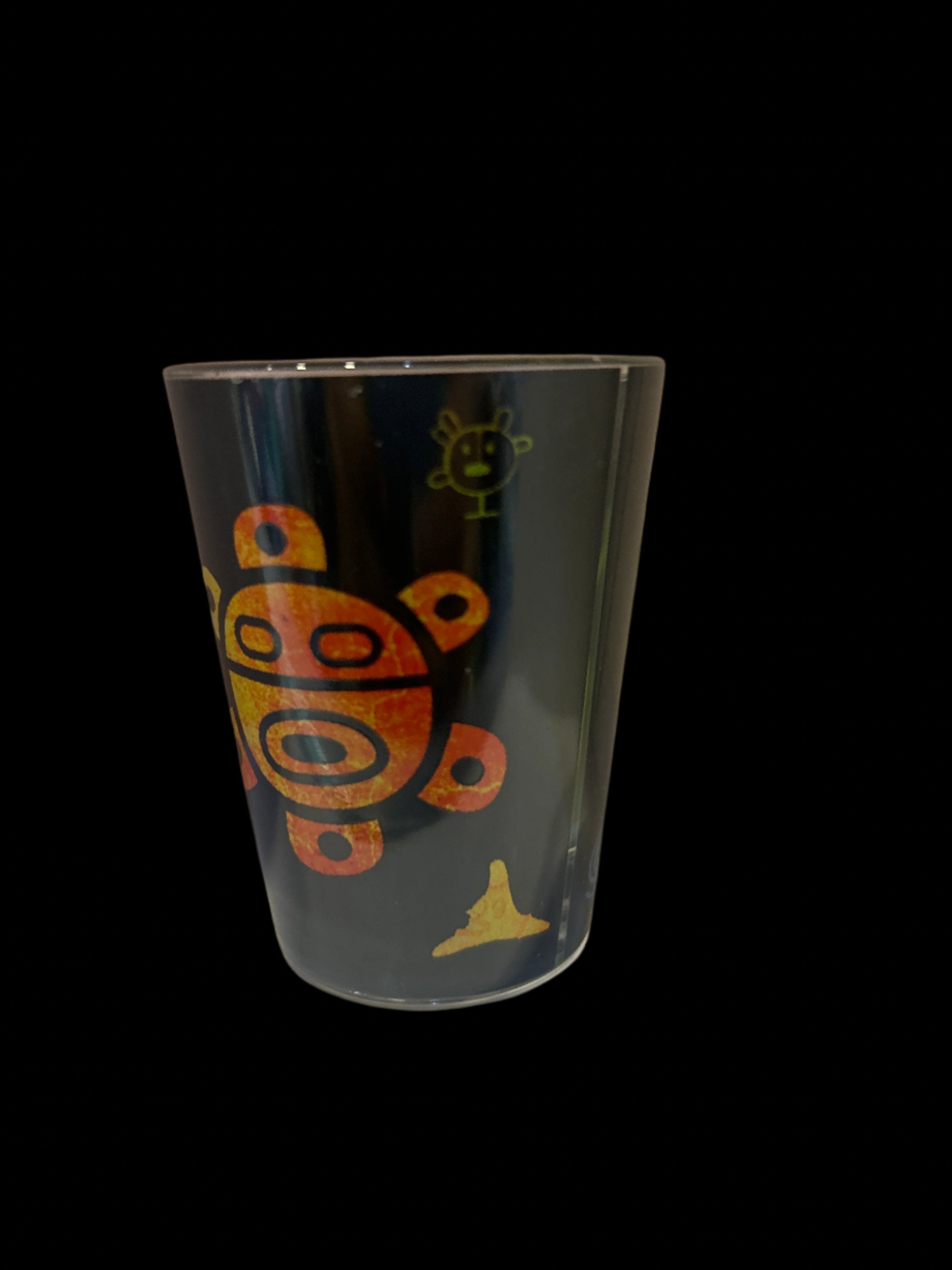 3" PUERTO RICO TAINO SYMBOLS W/BLACK BACKGROUND SHOTGLASS