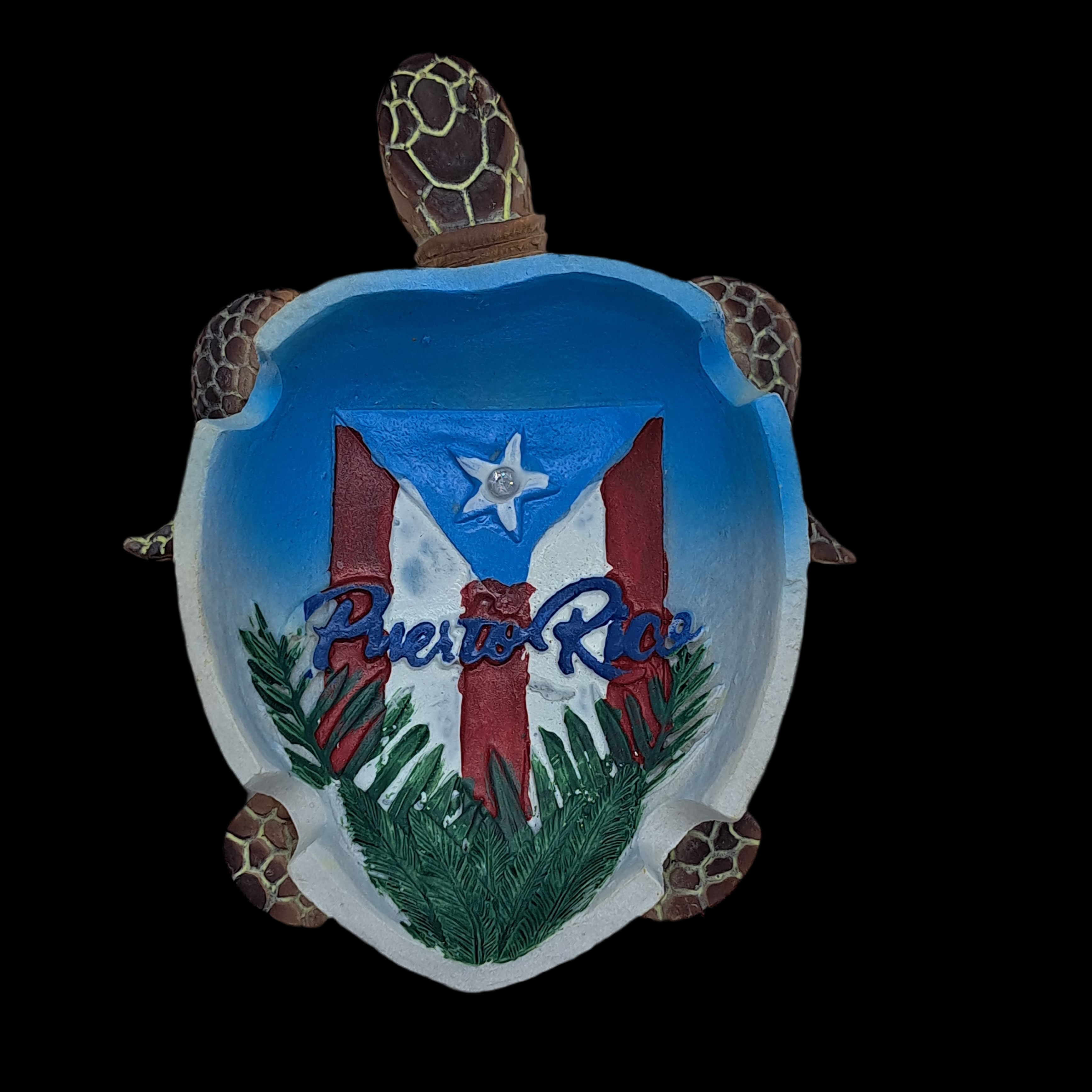 CENICERO DE TORTUGA BANDERA DE PUERTO RICO