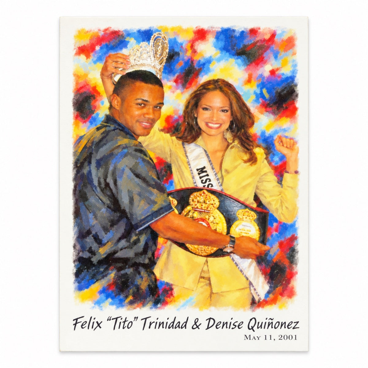 TITO TRINIDAD & DENISE QUIÑONES BOXING TRADING CARD / TARJETA COLECCIONABLE BOXEADOR TITO TRINIDAD DE PUERTO RICO