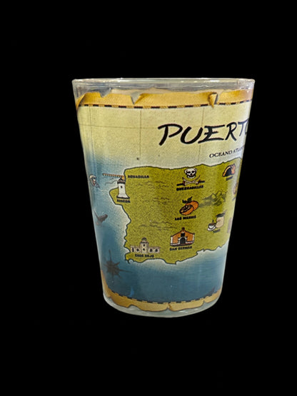 VASO DE CHUPITO DE 3" CON MAPA DE PUERTO RICO