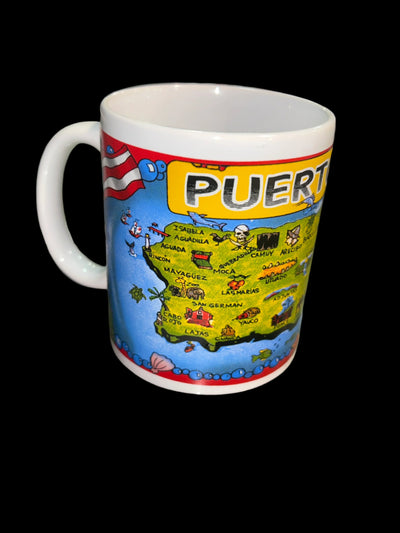 TAZA - MAPA DE PUERTO RICO CON PUEBLOS DE PR