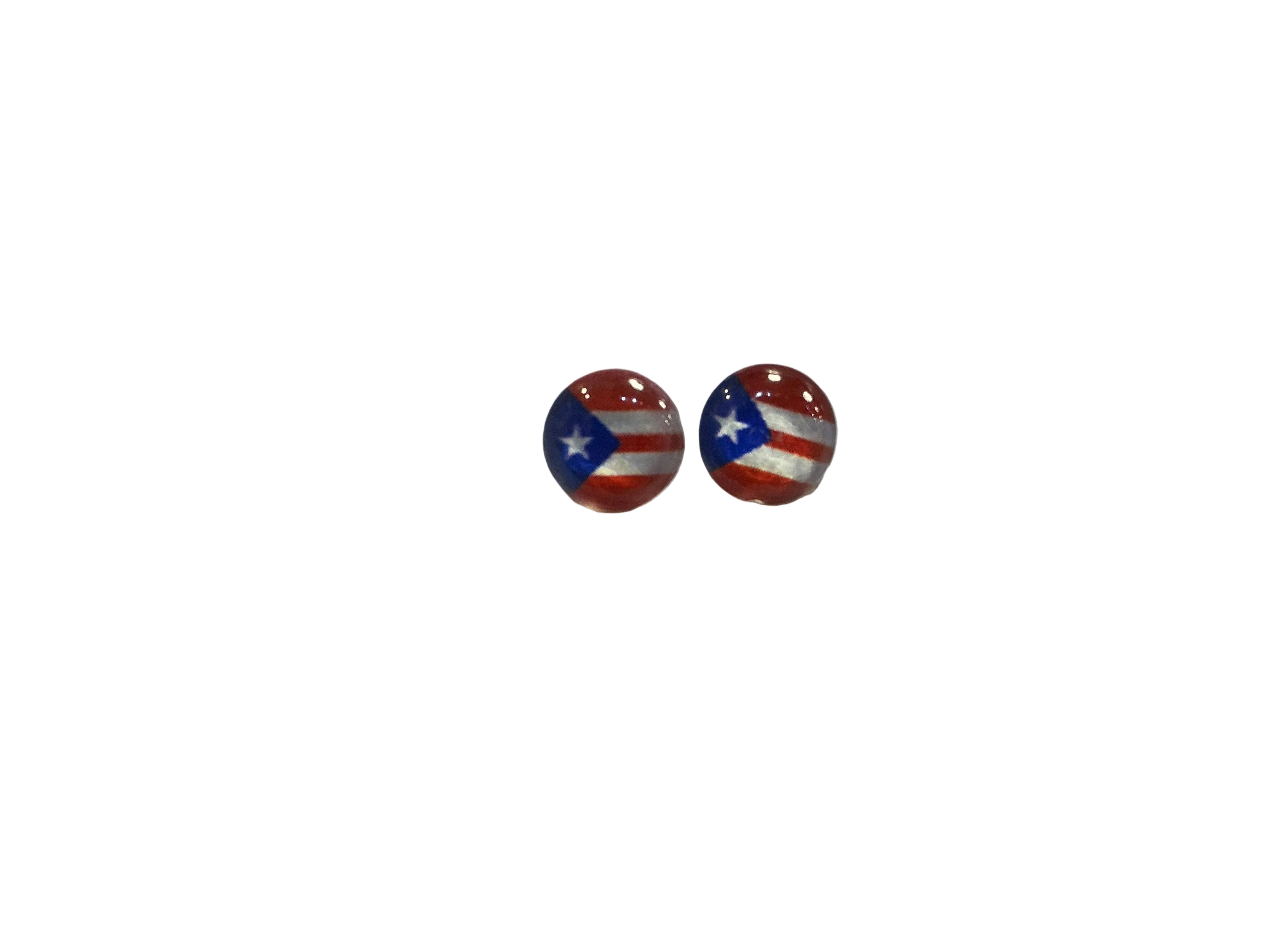 PUERTO RICO EARINGS WITH CIRCULAR  FLAG- PANTALLAS CIRCULARES CON LA BANDERA DE PUERTO RICO