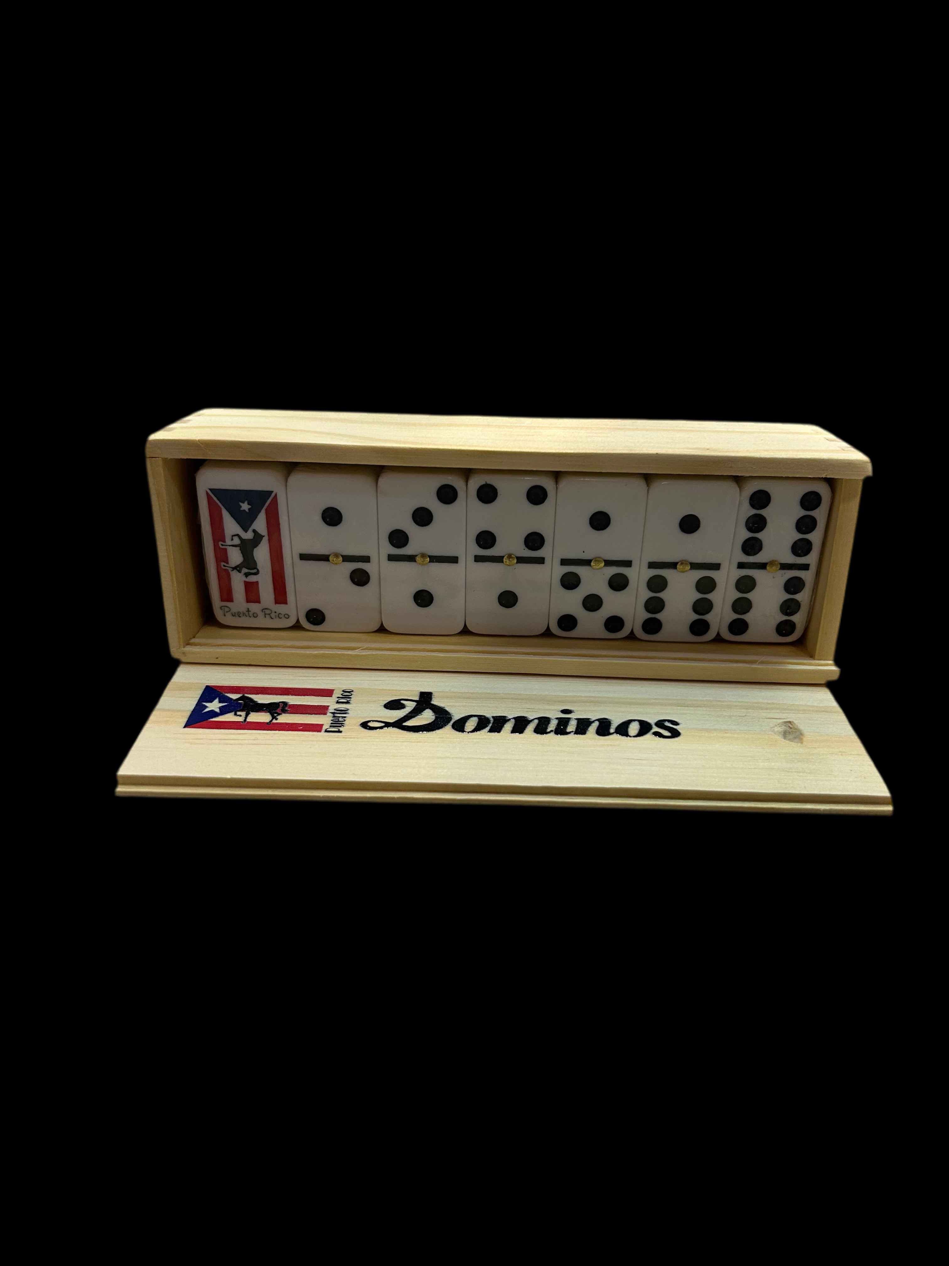 PUERTO RICO FLAG WITH HORSE DOMINOES / DOMINO DE PUERTO RICO DE CABALLO Y BANDERA