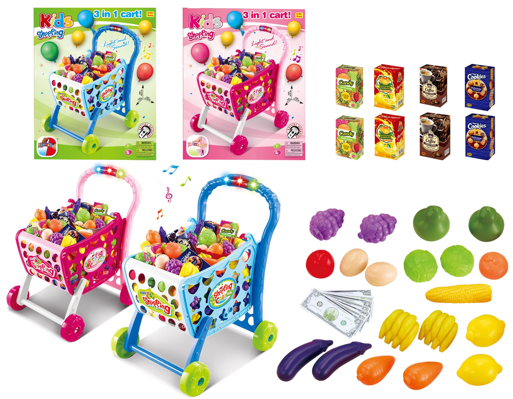 JUMBO SHOPPING CART WITH ACCESORIES WITH LIGHTS & SOUND ITEM # EODS008-921