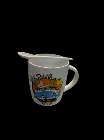 PUERTO RICO VOLKSWAGEN VAN MUG WITH SPOON