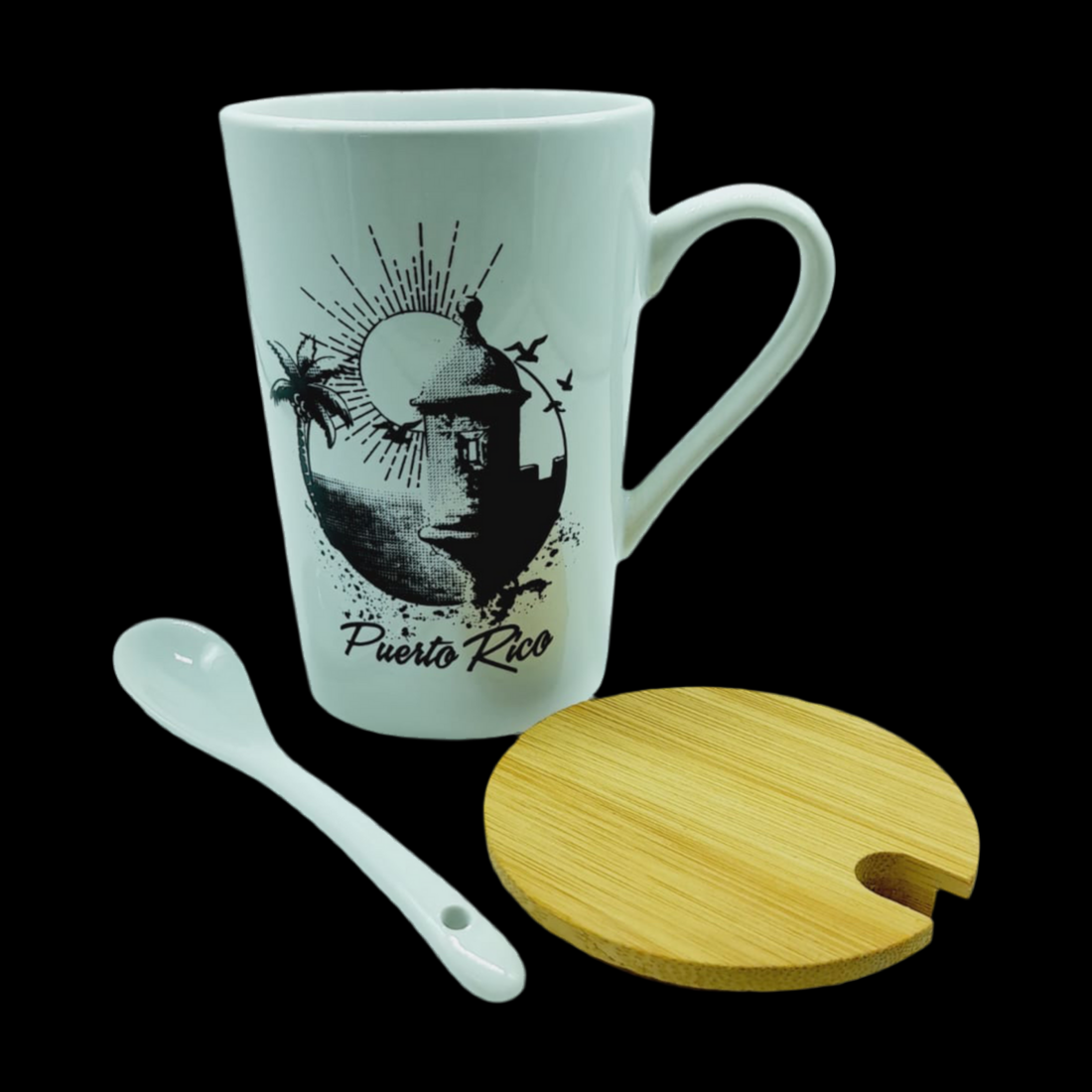 TAZA BLANCA DE PR CON CUCHARA