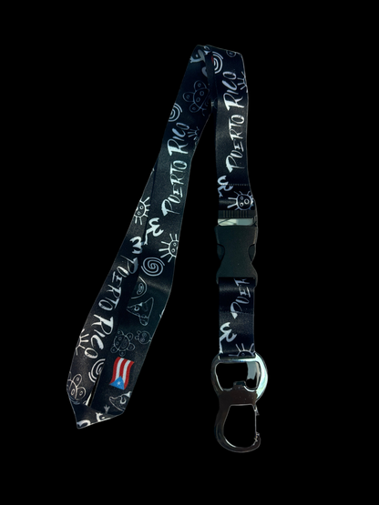 TAINO SYMBOLS PUERTO RICO LANYARD W/BOTTLE OPENER