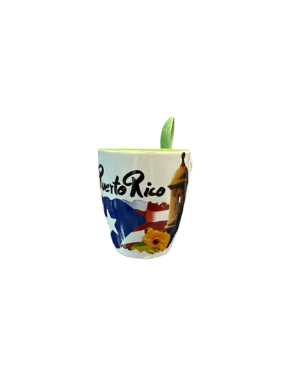 SMALL MUG GARITA DE PUERTO RICO  CON COQUI W/SPOON