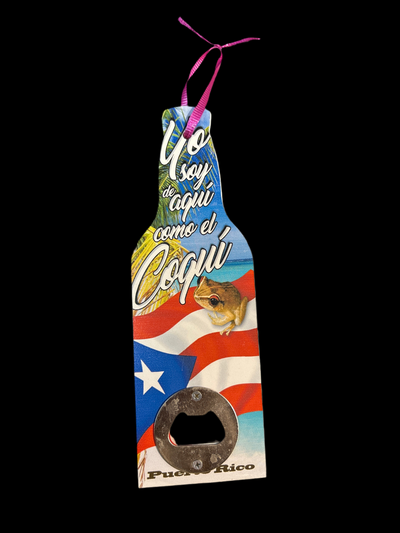 ABREBOTELLAS DE MADERA CON DISEÑO DE PUERTO RICO