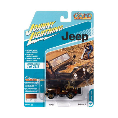JEEP CJ-5 MARRÓN MOCA METALIZADO CON GRÁFICOS GOLDEN EAGLE - COLECCIÓN CLÁSICA GOLD 