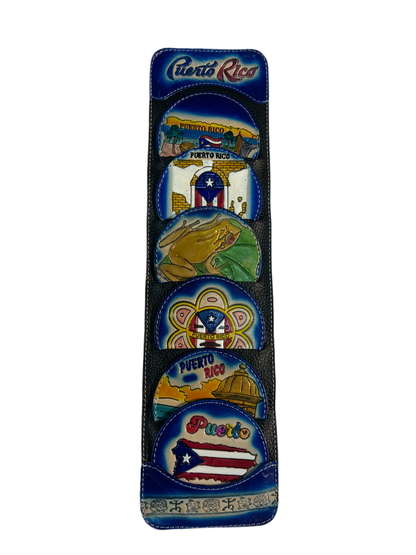 POSAVASOS - PUERTO RICO WALL HANGING LEATHER COASTER SET