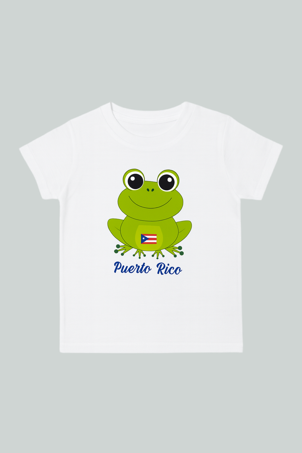 T-SHIRT DE PUERTO RICO TAMAÑO DE NIÑO / KIDS SIZE - COQUI CON BANDERA