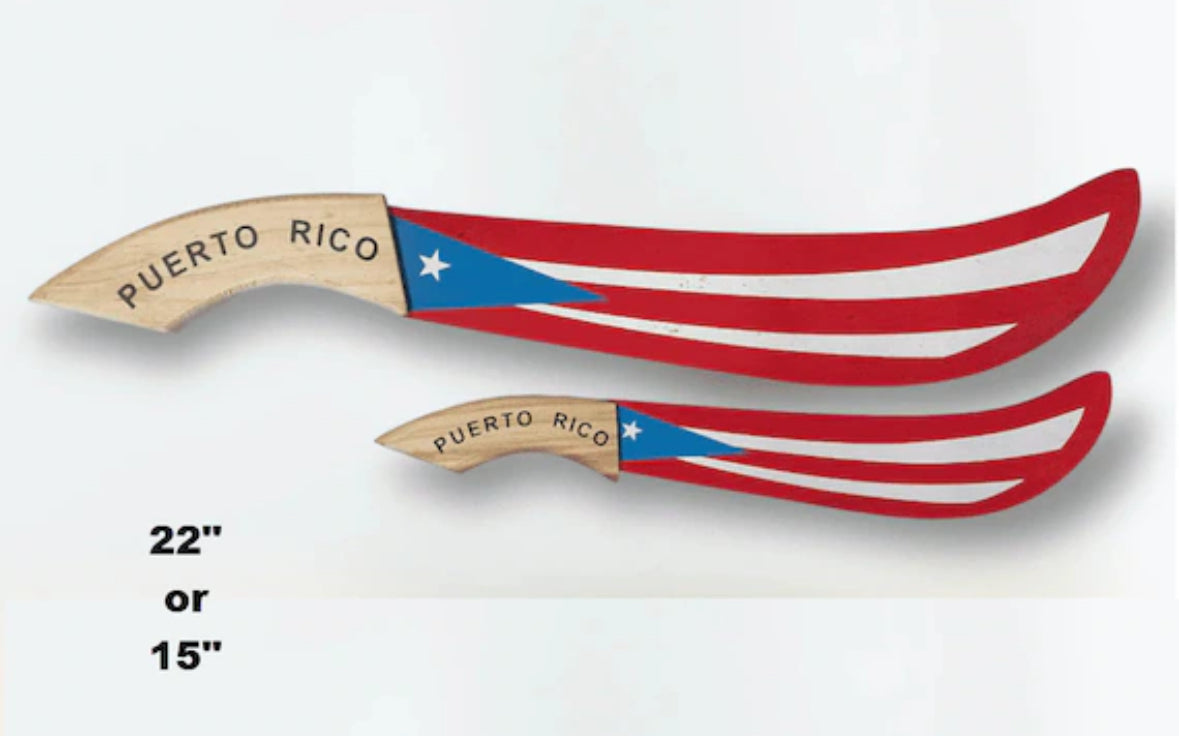 MACHETE 22" DE MADERA CON BANDERA DE PUERTO RICO