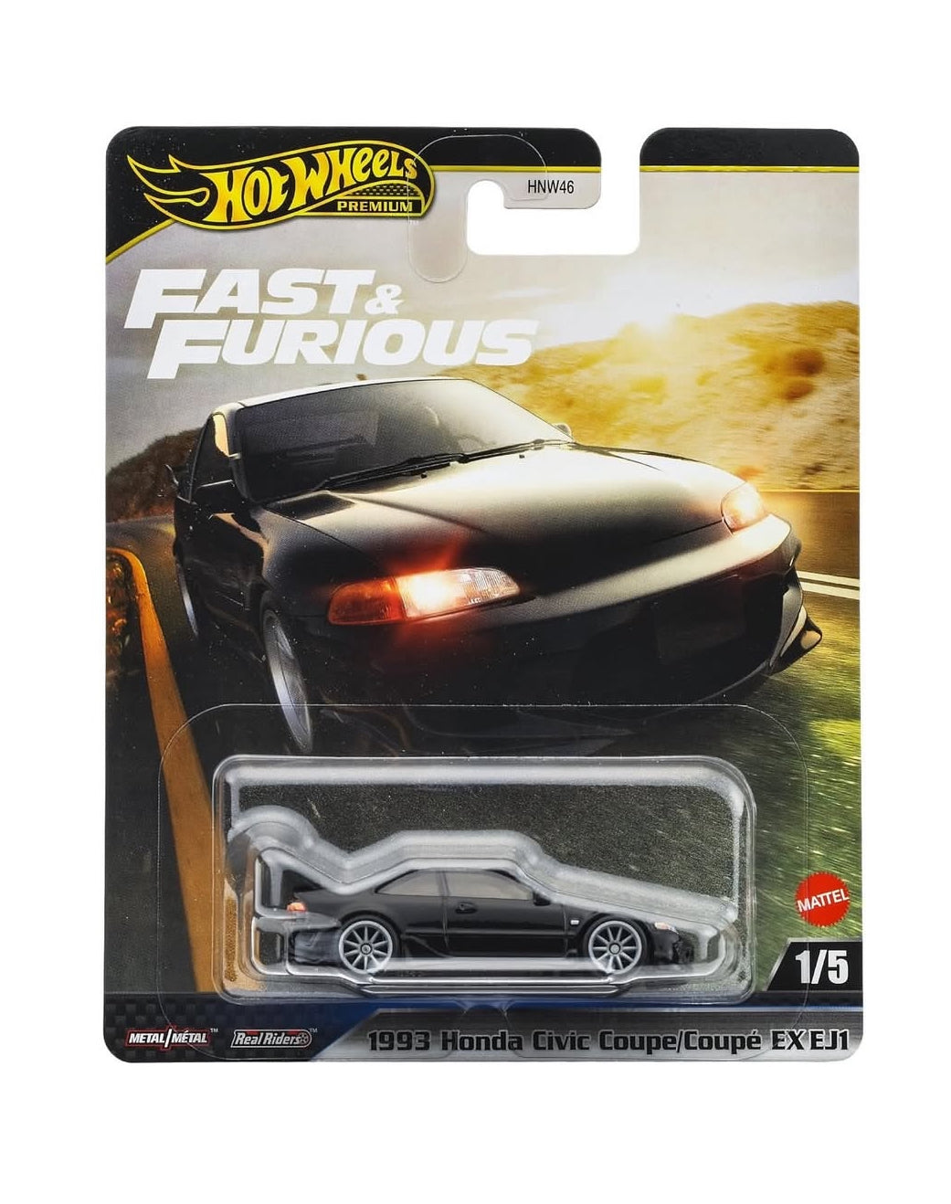 1/64  1993 HONDA CIVIC COUPE 1/5 - HOT WHEELS PREMIUM FAST & FURIOUS