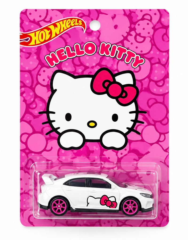 1/64  HONDA CIVIC TYPE R HELLO KITTY CUSTOM HOT WHEELS