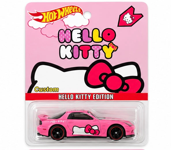 1/64  MAZDA RX-7 HELLO KITTY CUSTOM HOT WHEELS