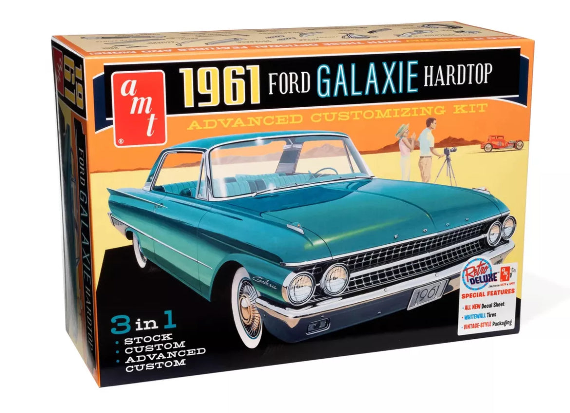 MODELO DE COCHE FORD GALAXIE CON TECHO RÍGIDO, AMT, 1961, A ESCALA 1/25