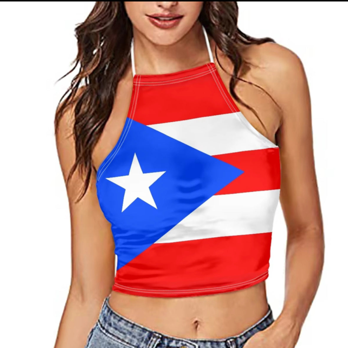 WOMEN’S HALTER TOP / BACKLESS WITH PUERTO RICO FLAG