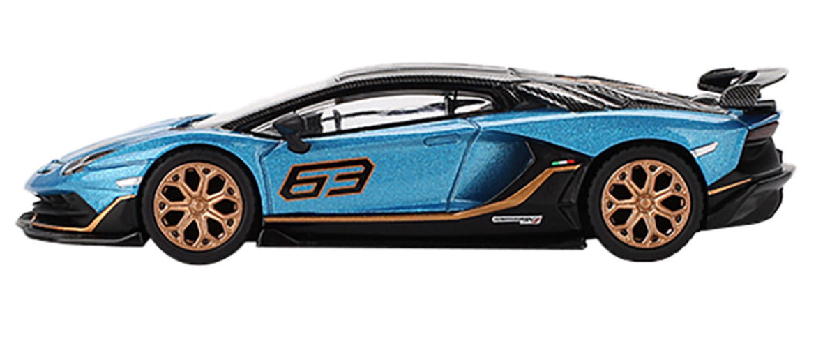 1/64 LAMBORGHINI AVENTADOR SVJ 63 BLU AEGIR - MINI GT