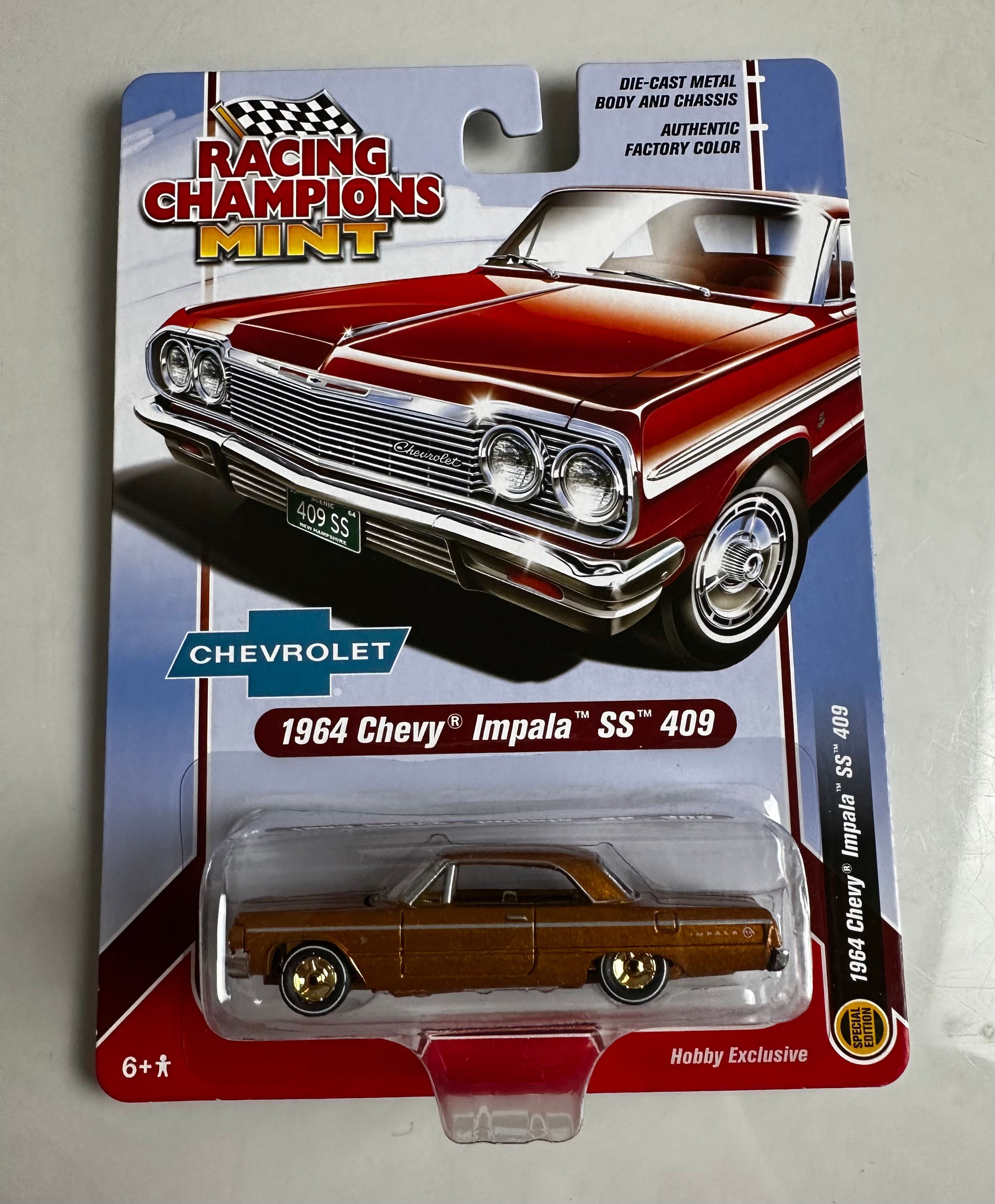 1/64 1964 CHEVY IMPALA SS 409 - RACING CHAMPIONS “CHASE” (GOLD BODY AND GLOD RIMS VARIATION)