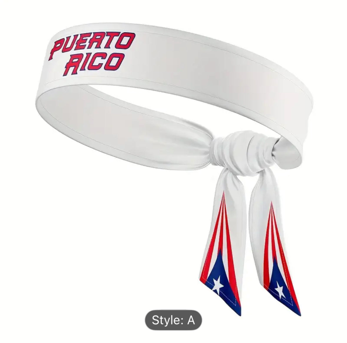 PUERTO RICO WHITE HEAD BAND WITH FLAG