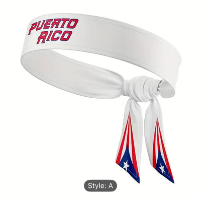PUERTO RICO WHITE HEAD BAND WITH FLAG