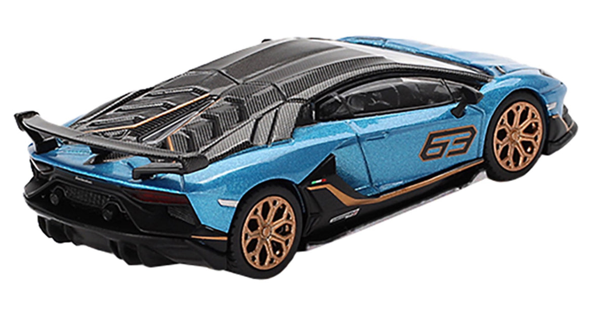 1/64 LAMBORGHINI AVENTADOR SVJ 63 BLU AEGIR - MINI GT