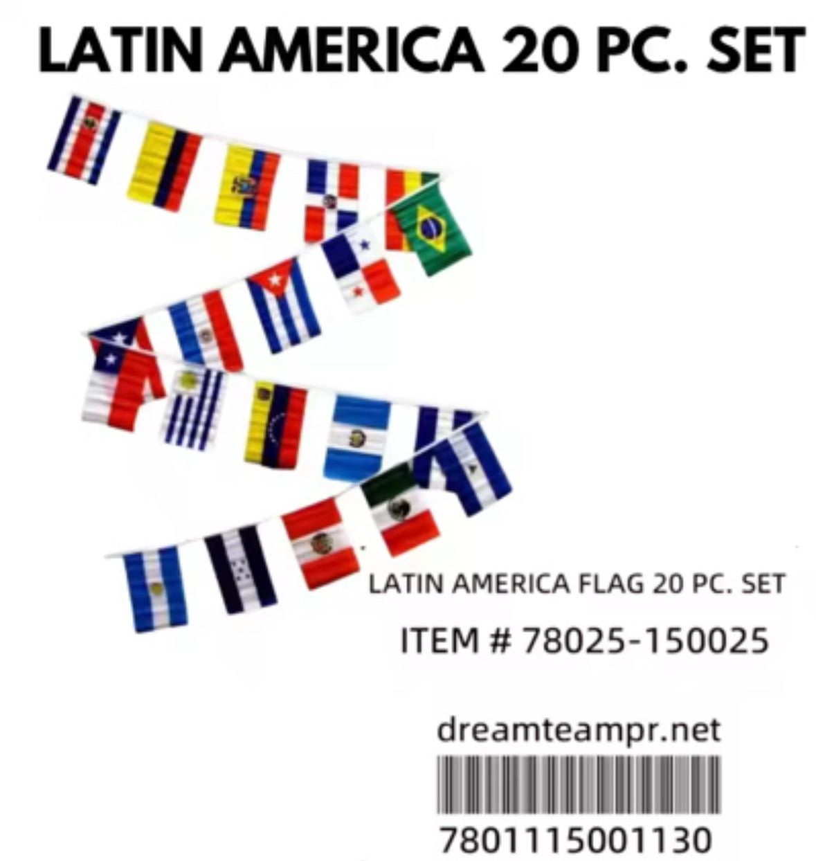 LATIN AMERICA FLAG SET - 20 COUNT