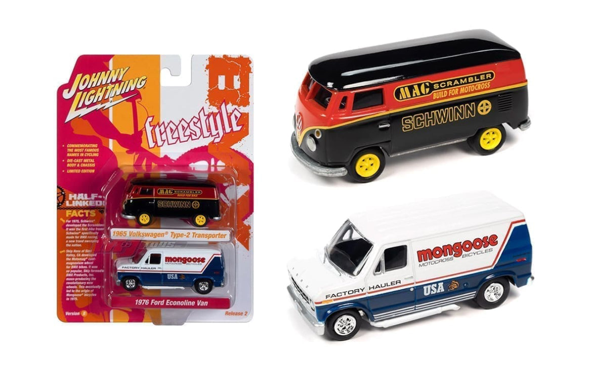 1/64 1965 VOLKSWAGEN TYPE 2 TRANSPORTER & 1976 FORD ECONOLINE VAN - FREESTYLE