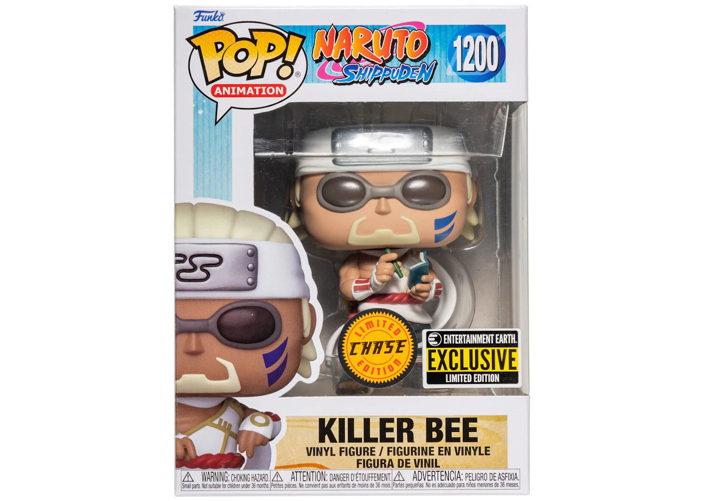 NARUTO SHIPPUDEN KILLER BEE FUNKO POP #1200 LIMITED EDITION CHASE ENTERTAINMENT EARTH EXCLUSIVE LIMITED EDITION